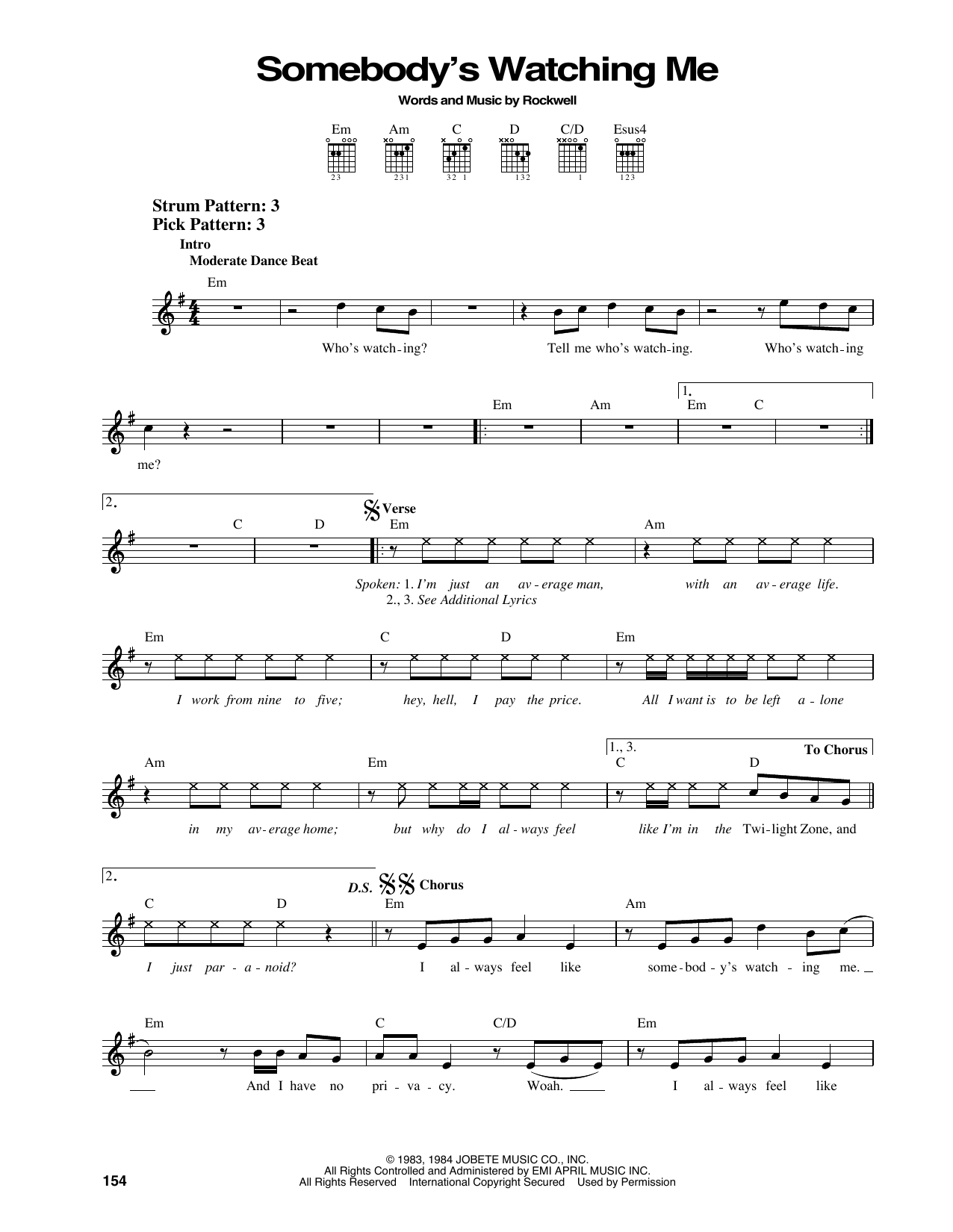 Download Rockwell Somebody's Watching Me Sheet Music