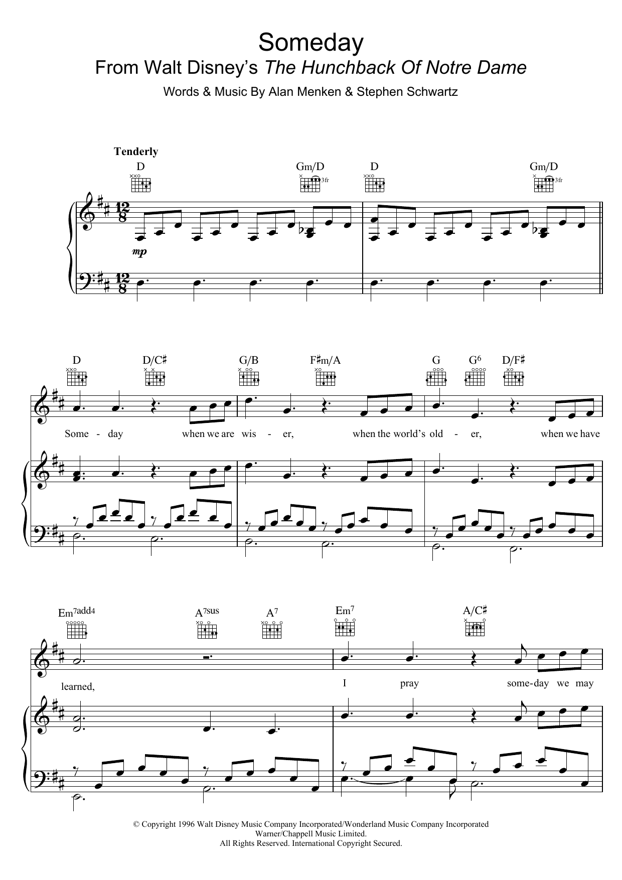 Download All-4-One Someday (from Walt Disney's The Hunchba Sheet Music