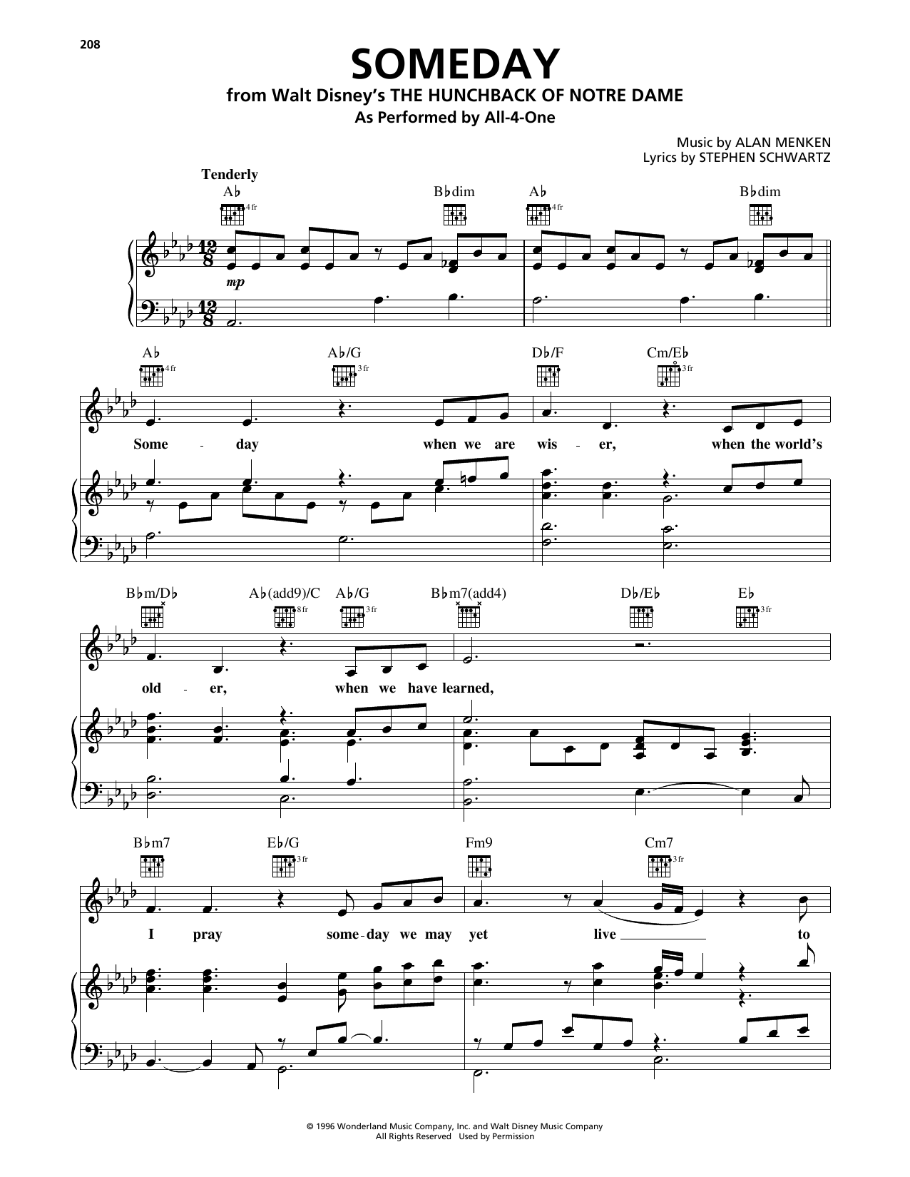 Download All-4-One Someday (from The Hunchback Of Notre Da Sheet Music