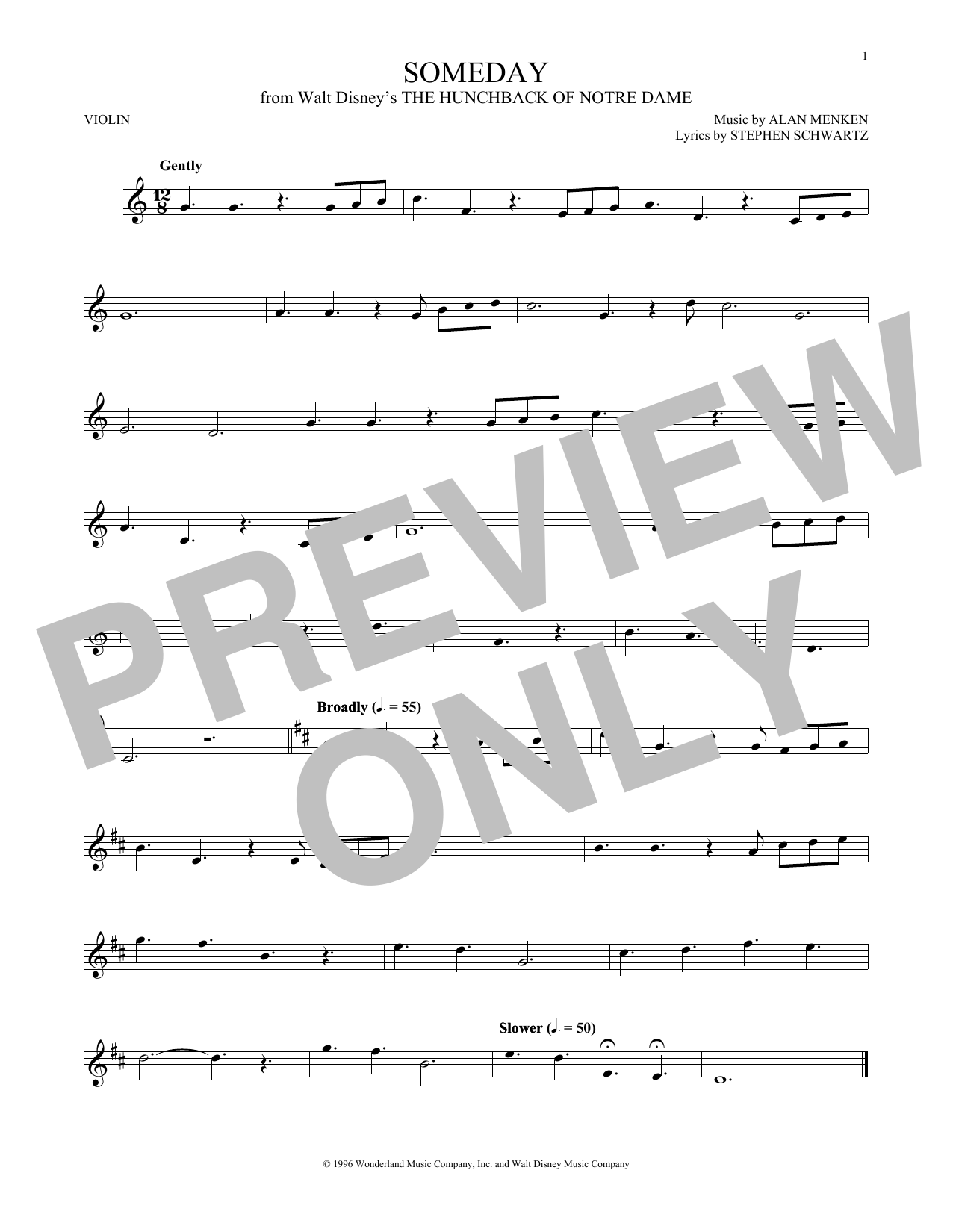 Download Alan Menken Someday (Esmeralda's Prayer) Sheet Music