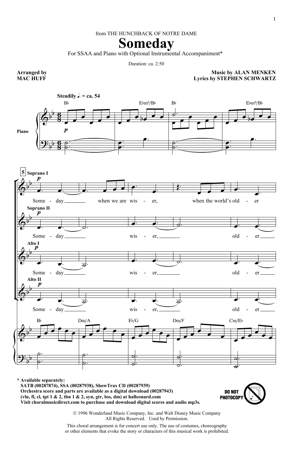 Download All-4-One Someday (from Walt Disney's The Hunchba Sheet Music
