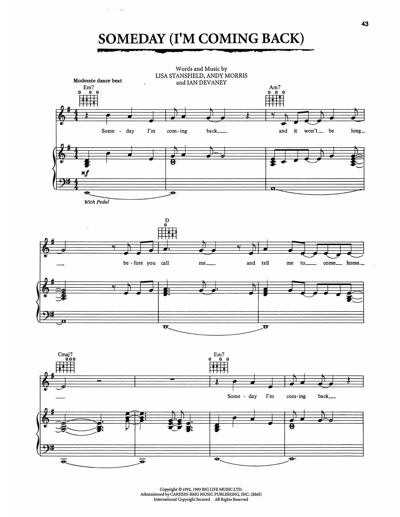 Download Lisa Stansfield Someday (I'm Coming Back) (from The Bod Sheet Music