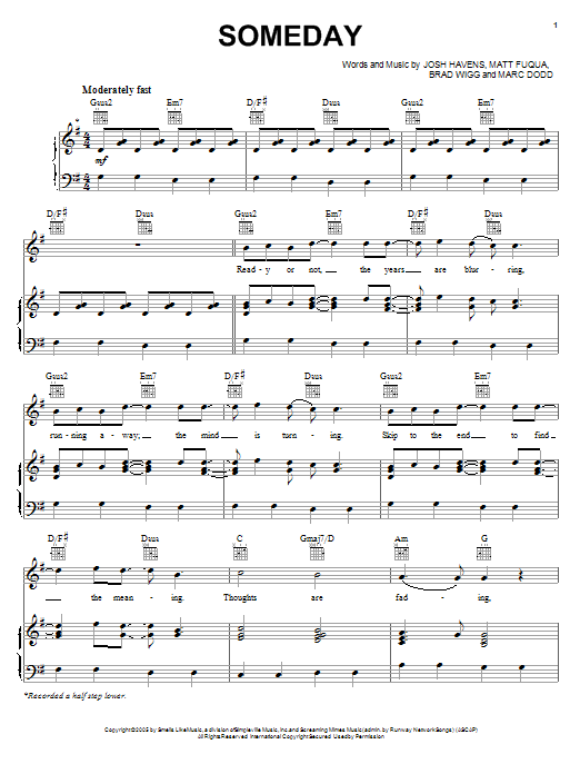 Download The Afters Someday Sheet Music