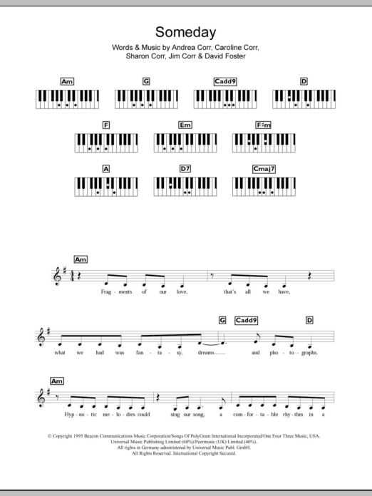 Download The Corrs Someday Sheet Music