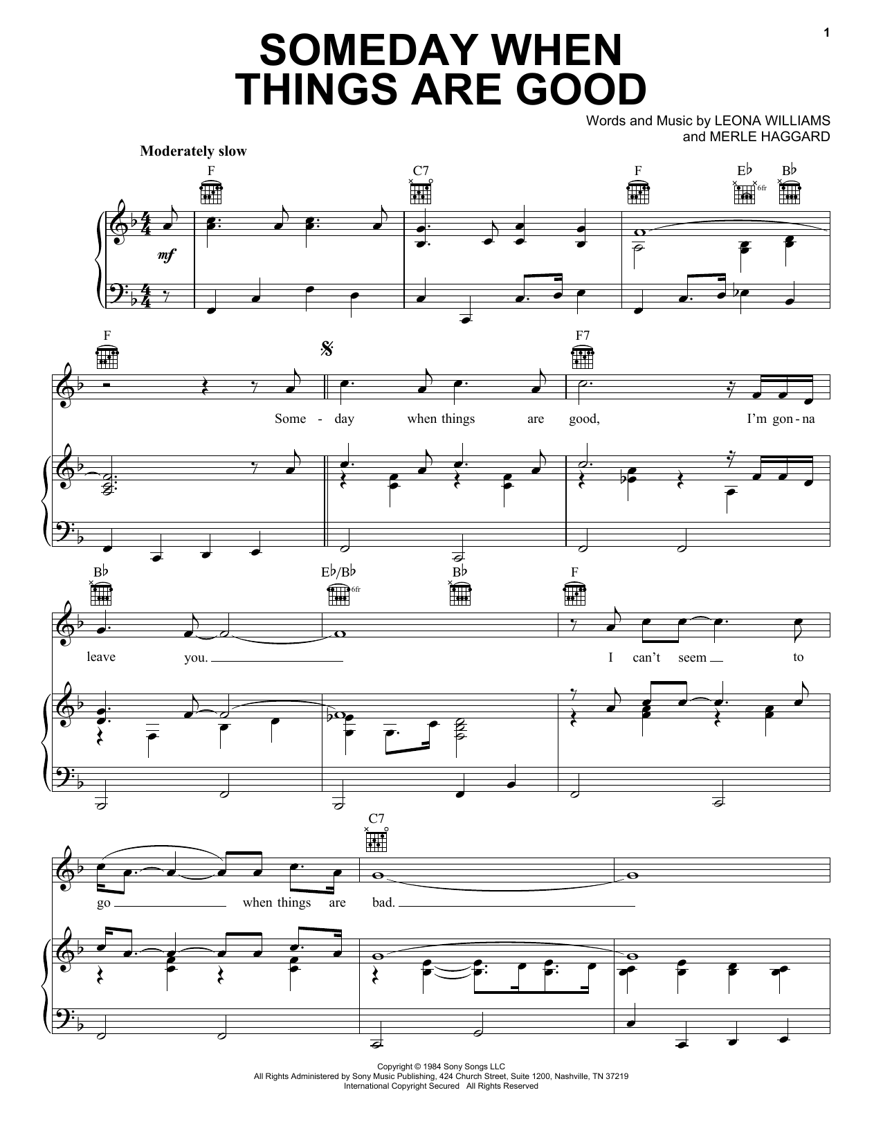 Download Merle Haggard Someday When Things Are Good Sheet Music