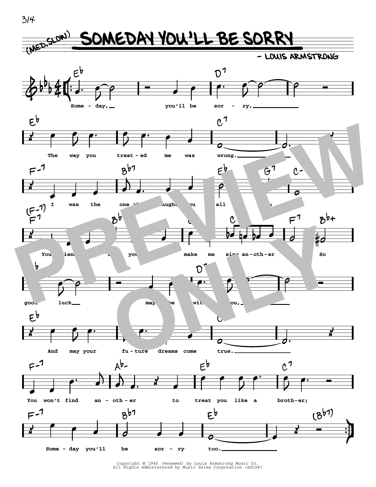 Download Louis Armstrong Someday You'll Be Sorry (arr. Robert Ra Sheet Music