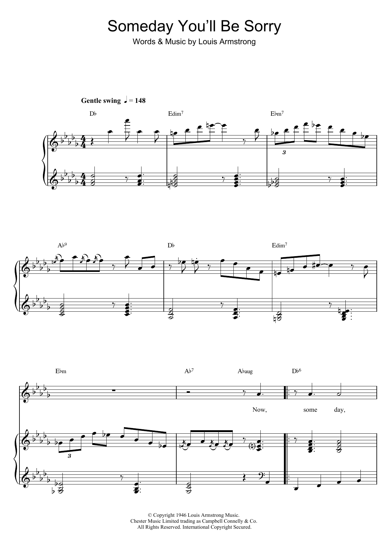 Download Louis Armstrong Someday (You'll Be Sorry) Sheet Music