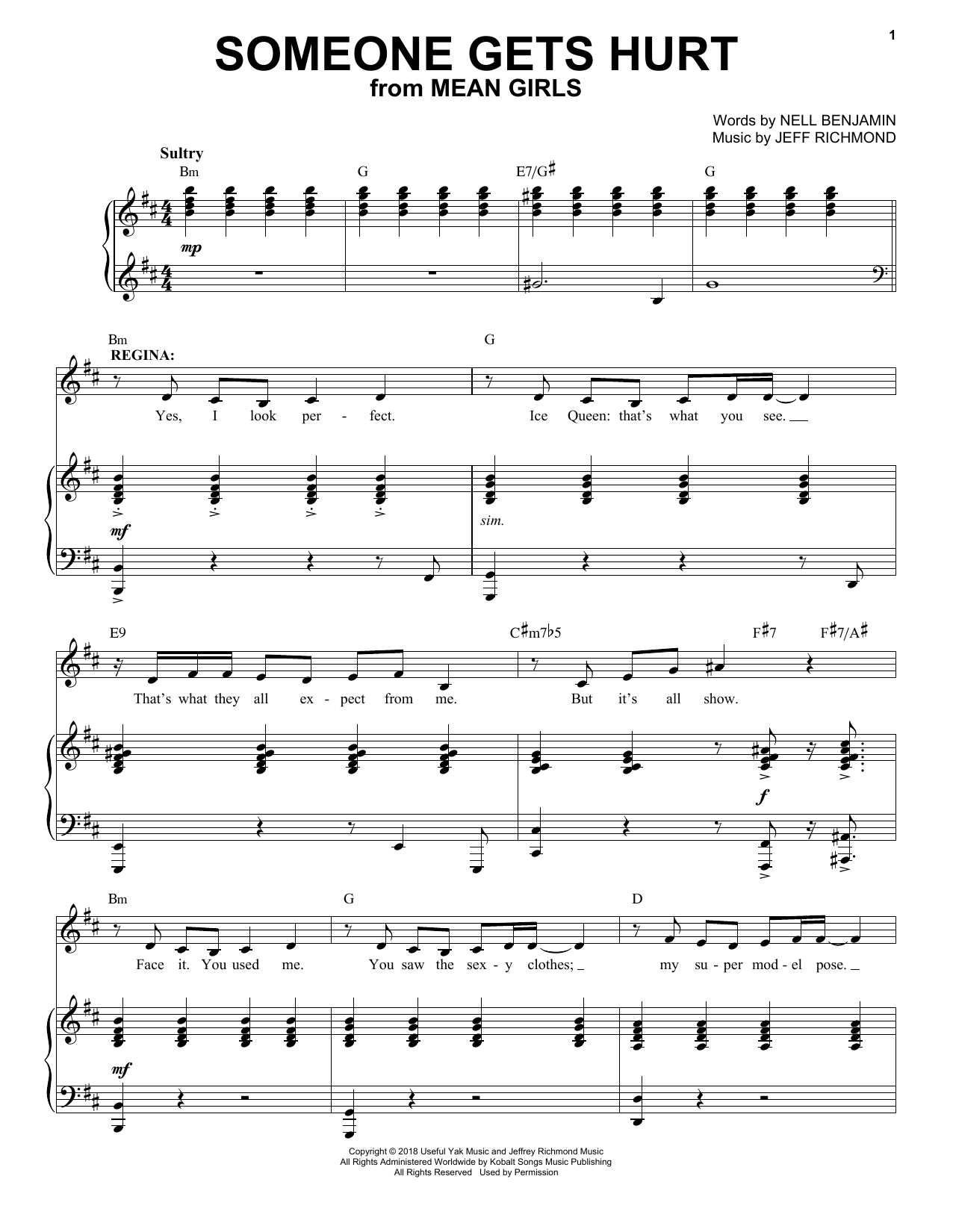 Download Jeff Richmond & Nell Benjamin Someone Gets Hurt (from Mean Girls: The Sheet Music
