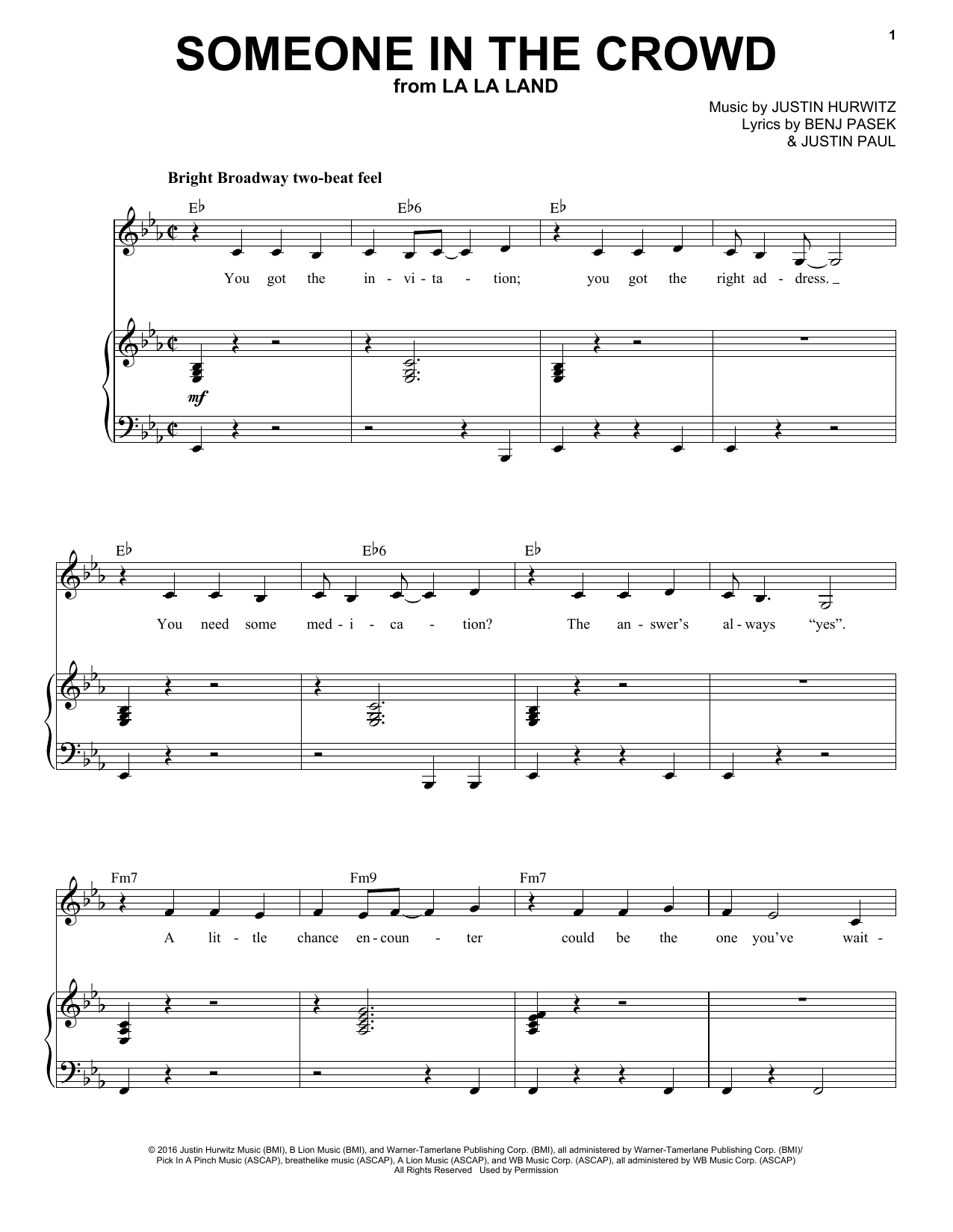 Download Emma Stone Someone In The Crowd (from La La Land) Sheet Music