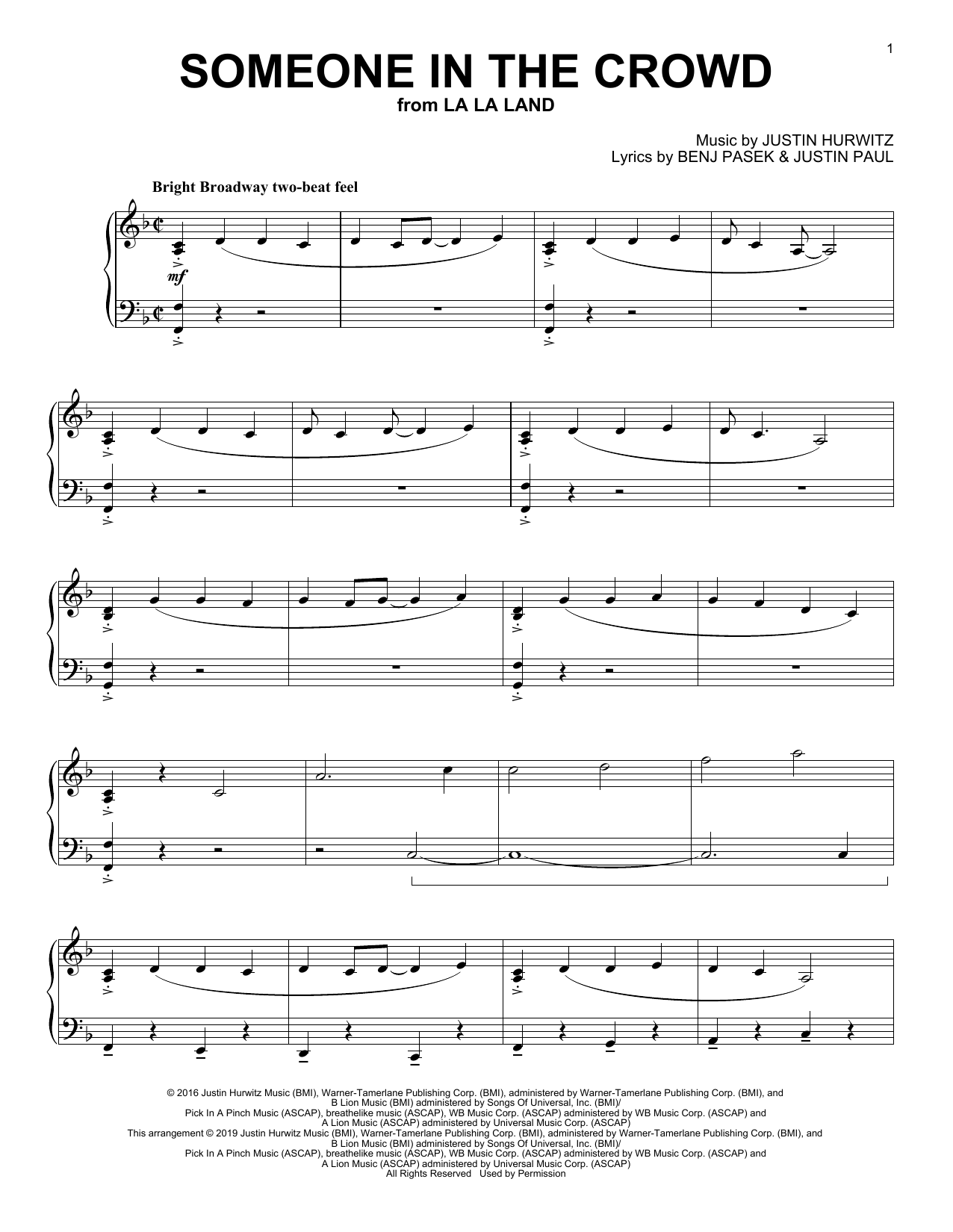 Download Emma Stone Someone In The Crowd (from La La Land) Sheet Music