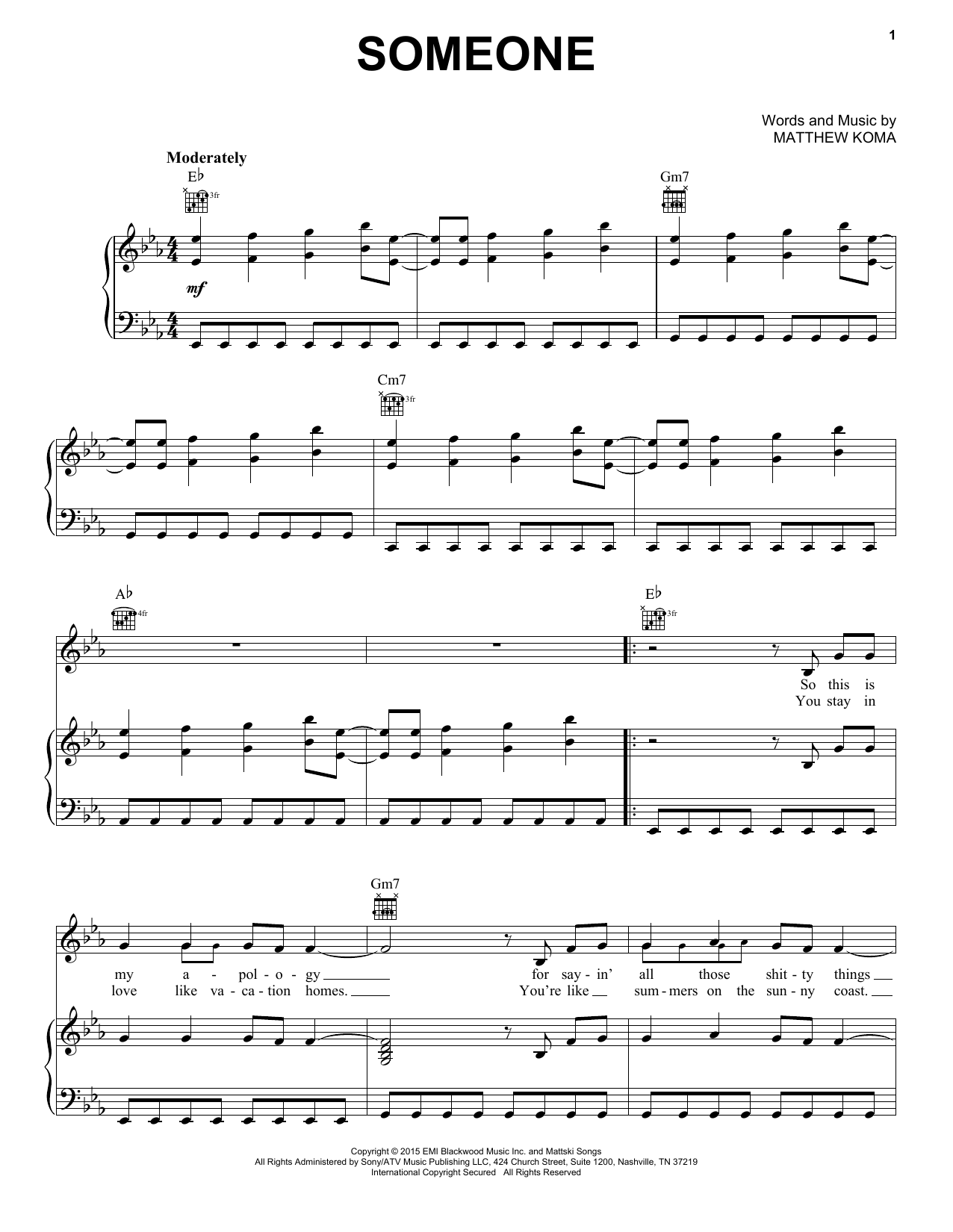 Download Kelly Clarkson Someone Sheet Music