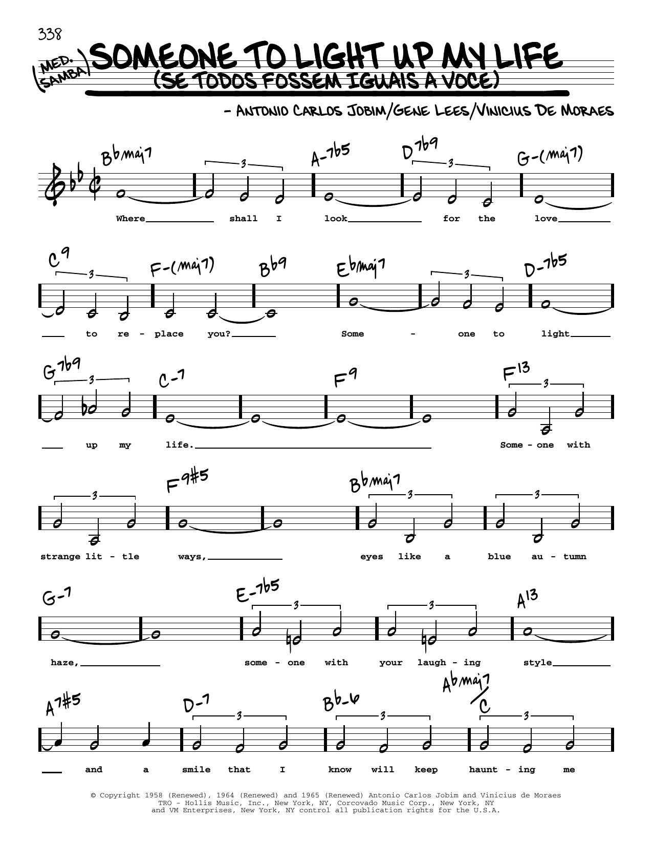 Antonio Carlos Jobim Someone To Light Up My Life (Se Todos Fossem Iguais A Voce) (Low Voice) sheet music notes printable PDF score