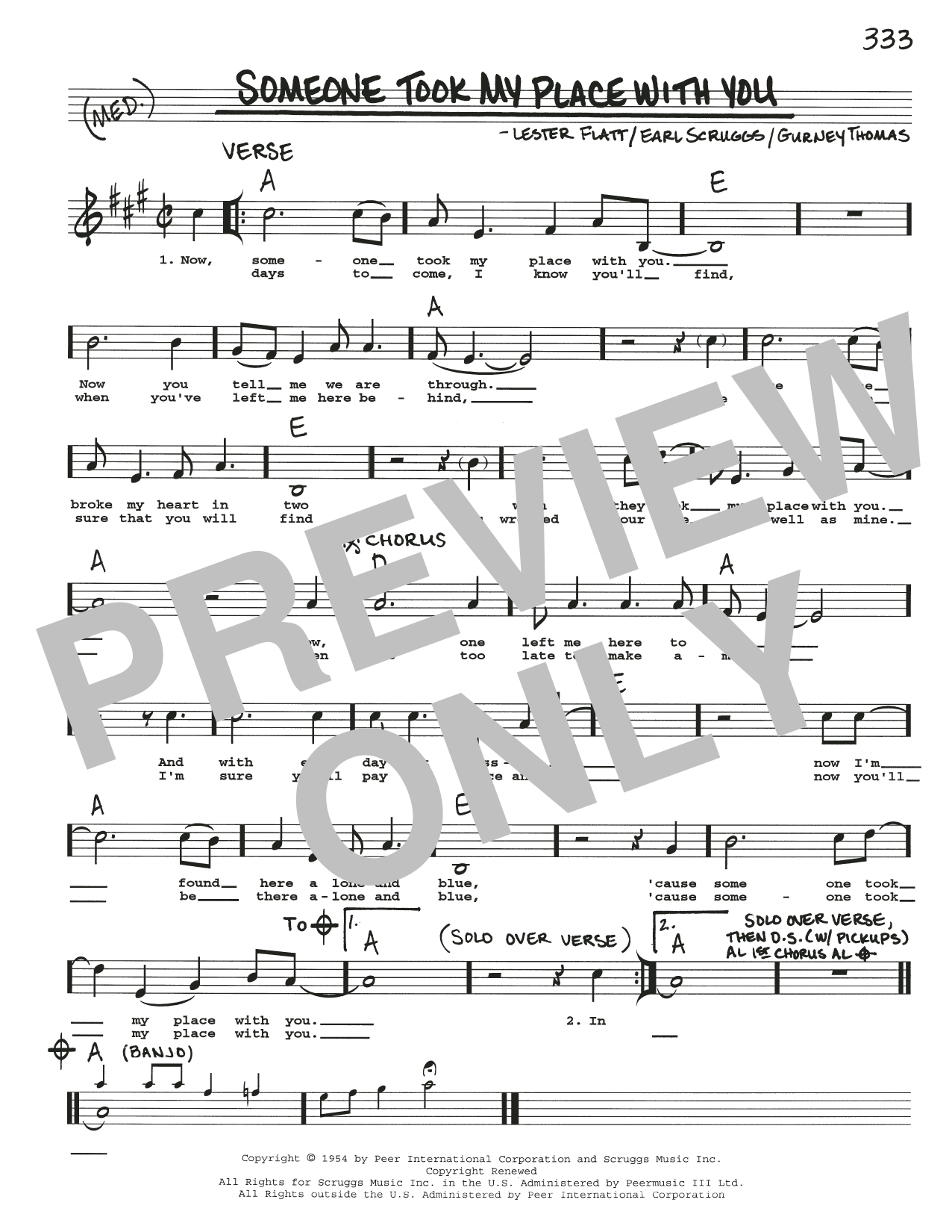 Download Flatt & Scruggs Someone Took My Place With You Sheet Music