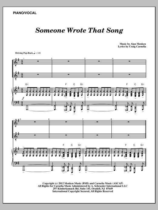 Download Alan Menken Someone Wrote That Song Sheet Music