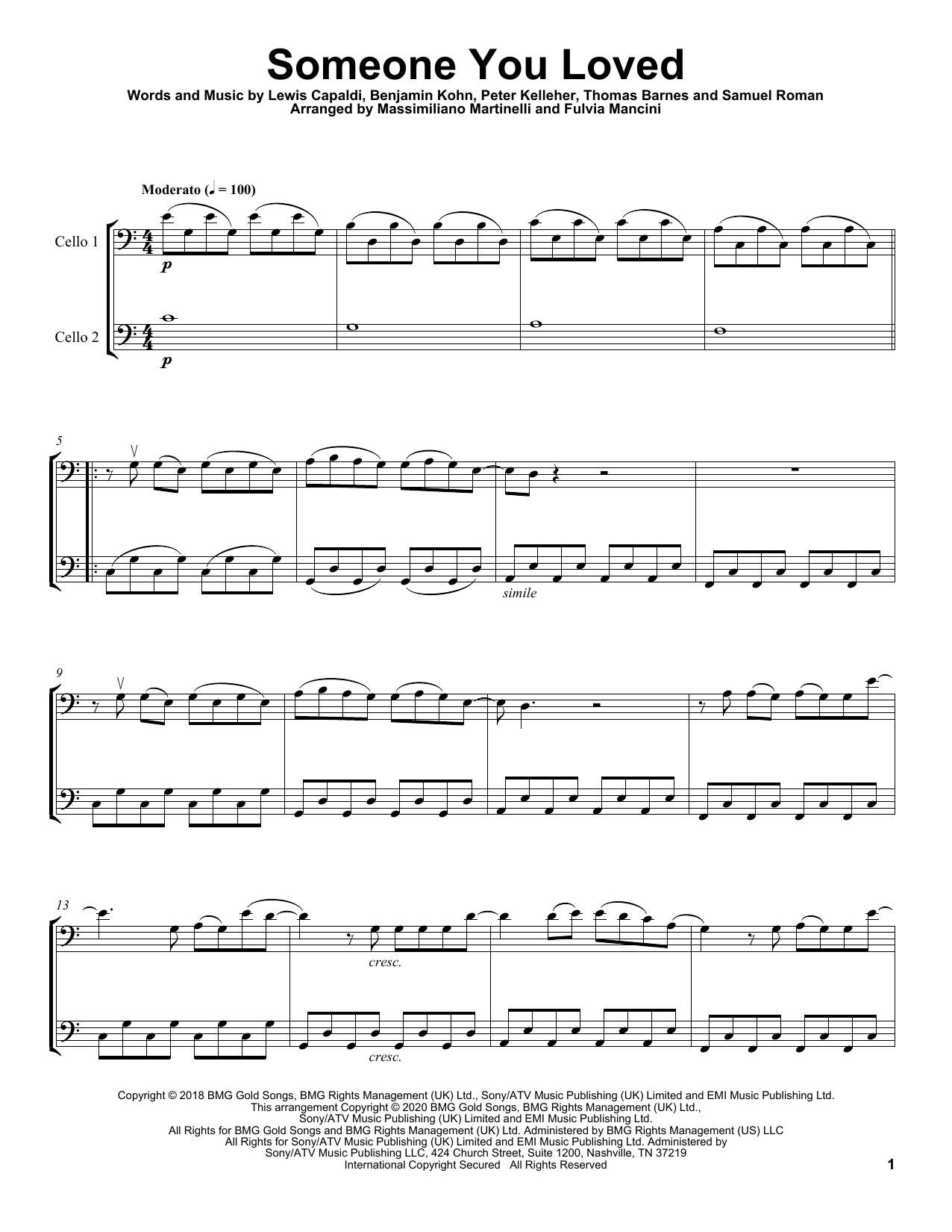 Download Mr. & Mrs. Cello Someone You Loved Sheet Music