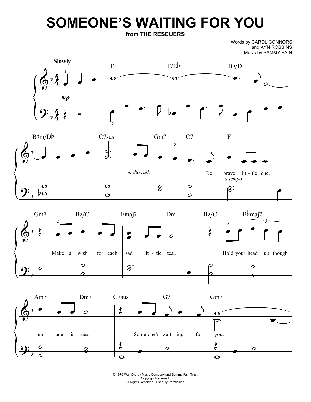 Download Sammy Fain Someone's Waiting For You (from Disney' Sheet Music