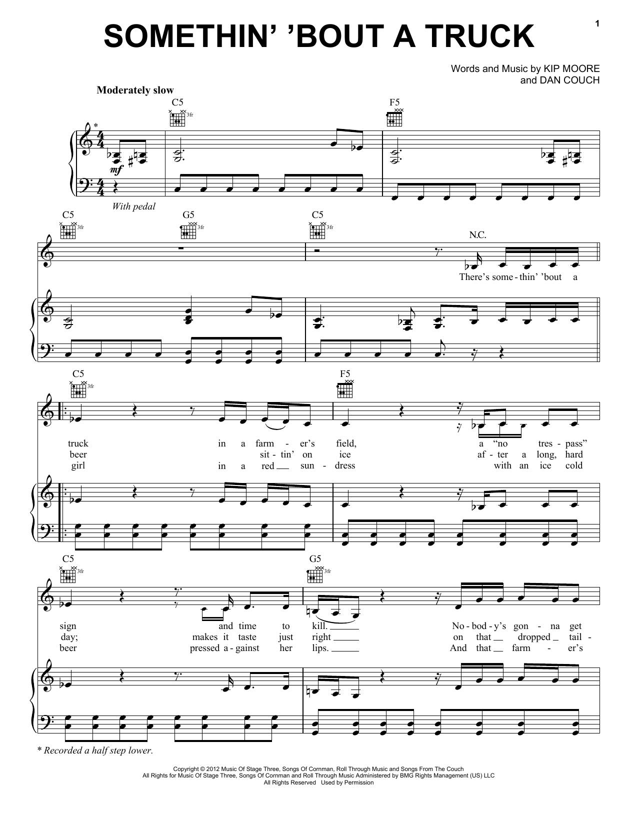 Download Kip Moore Somethin' 'Bout A Truck Sheet Music