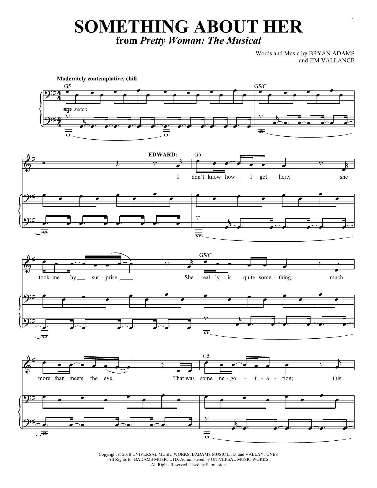Download Bryan Adams & Jim Vallance Something About Her (from Pretty Woman: Sheet Music