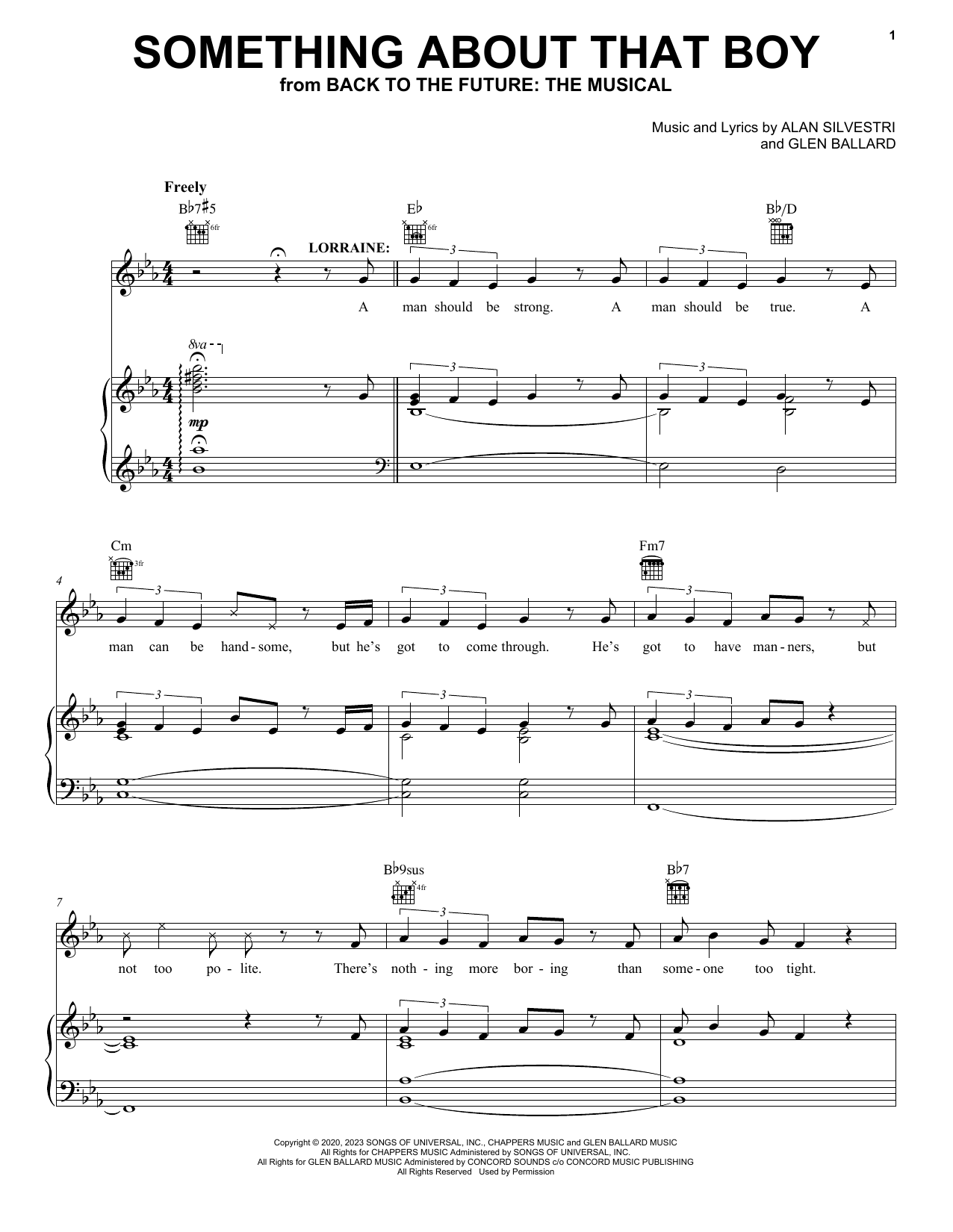 Download Glen Ballard and Alan Silvestri Something About That Boy (from Back To Sheet Music