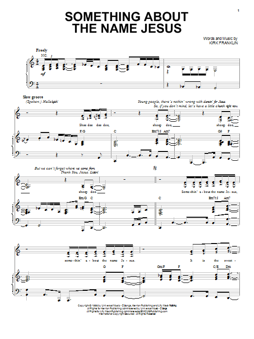 Download Kirk Franklin Something About The Name Jesus Sheet Music