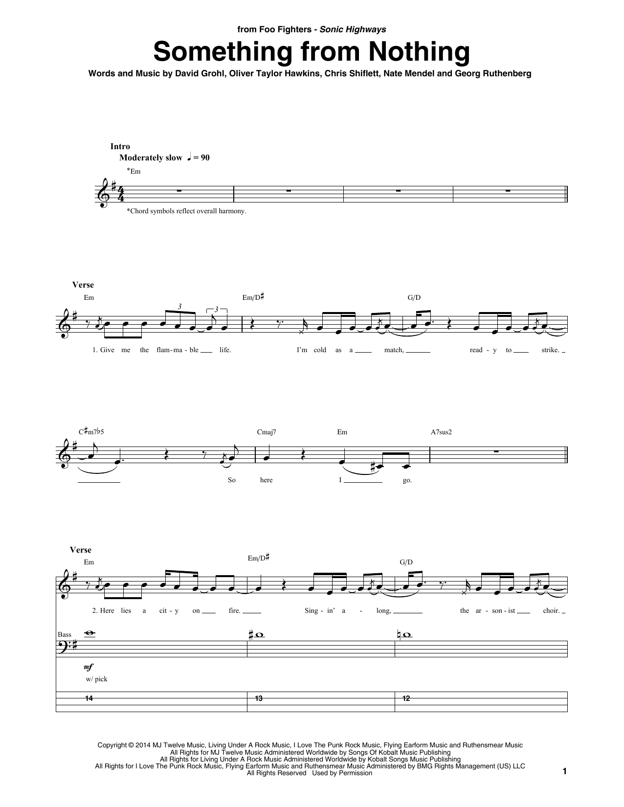Download Foo Fighters Something From Nothing Sheet Music