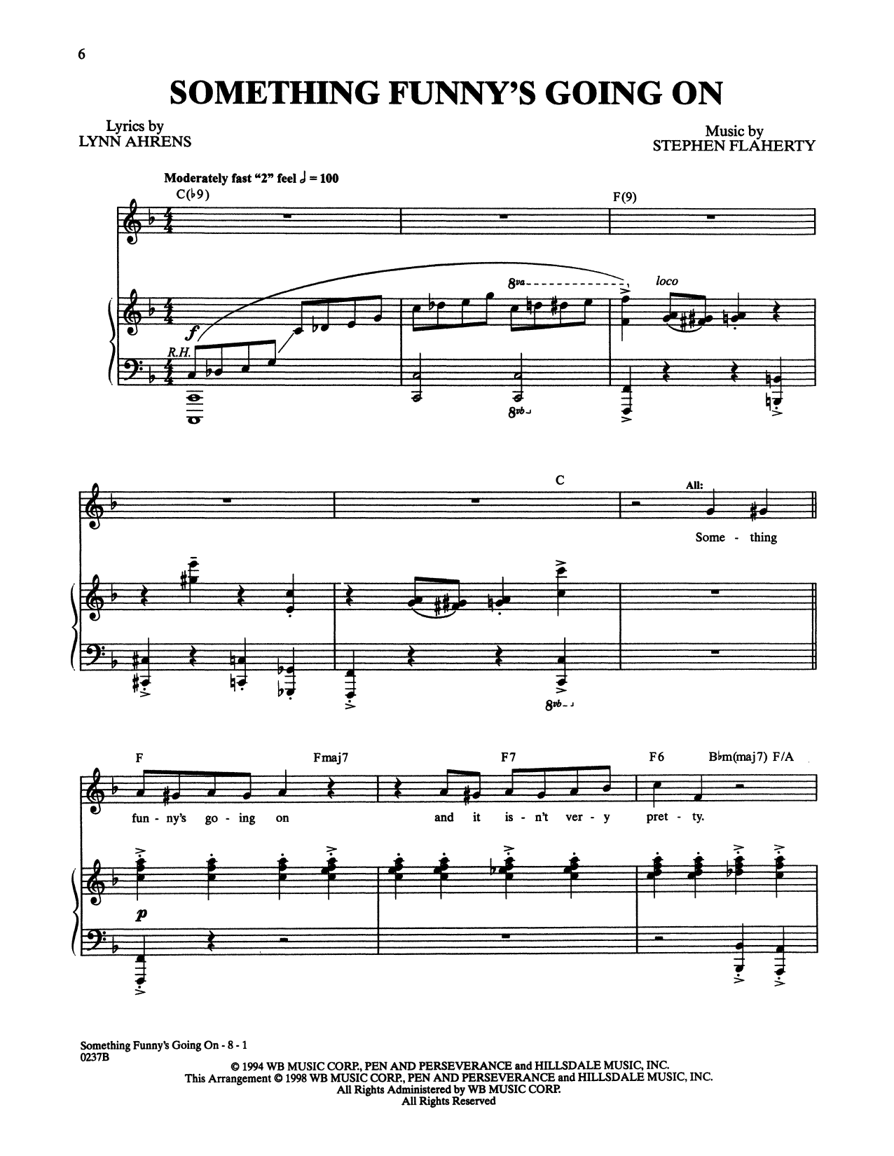 Download Stephen Flaherty and Lynn Ahrens Something Funny's Going On (from Lucky Sheet Music