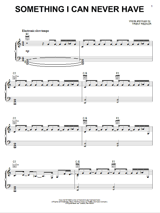 Download Nine Inch Nails Something I Can Never Have Sheet Music