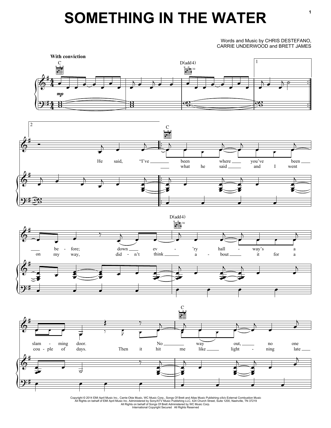 Download Carrie Underwood Something In The Water Sheet Music