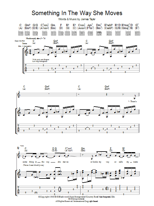Download James Taylor Something In The Way She Moves Sheet Music