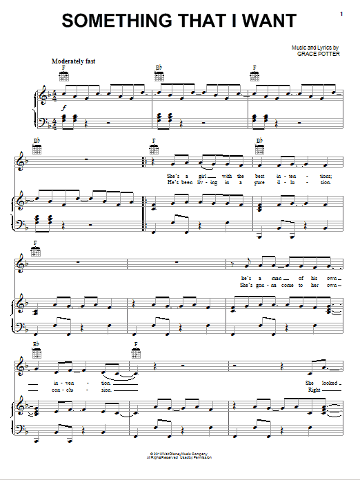 Download Grace Potter Something That I Want (from Disney's Ta Sheet Music