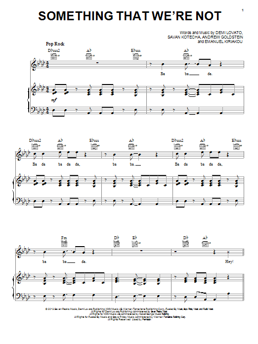 Download Demi Lovato Something That We're Not Sheet Music