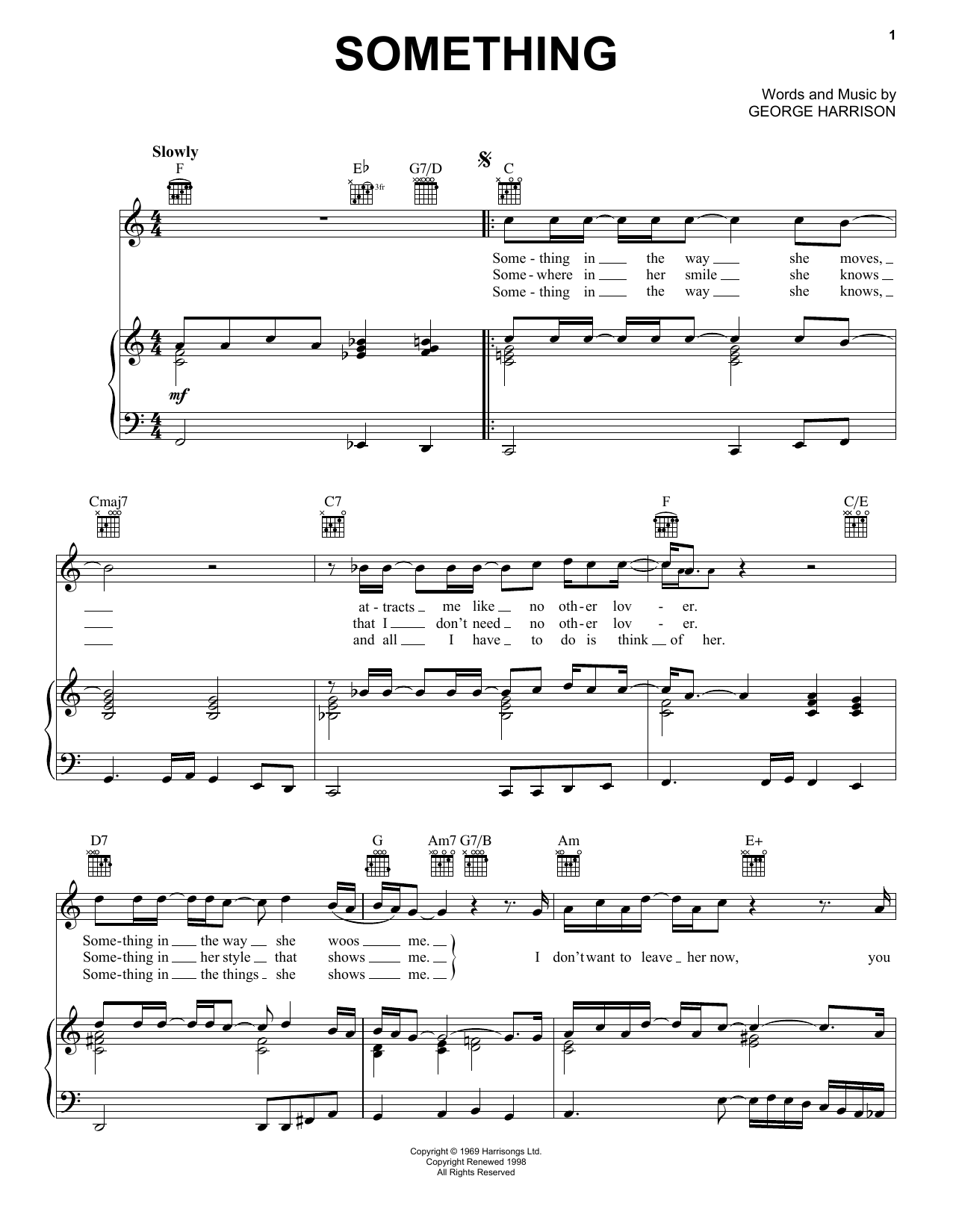 The Beatles Something sheet music notes printable PDF score