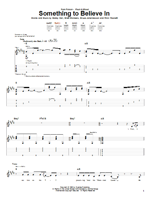 Download Poison Something To Believe In Sheet Music