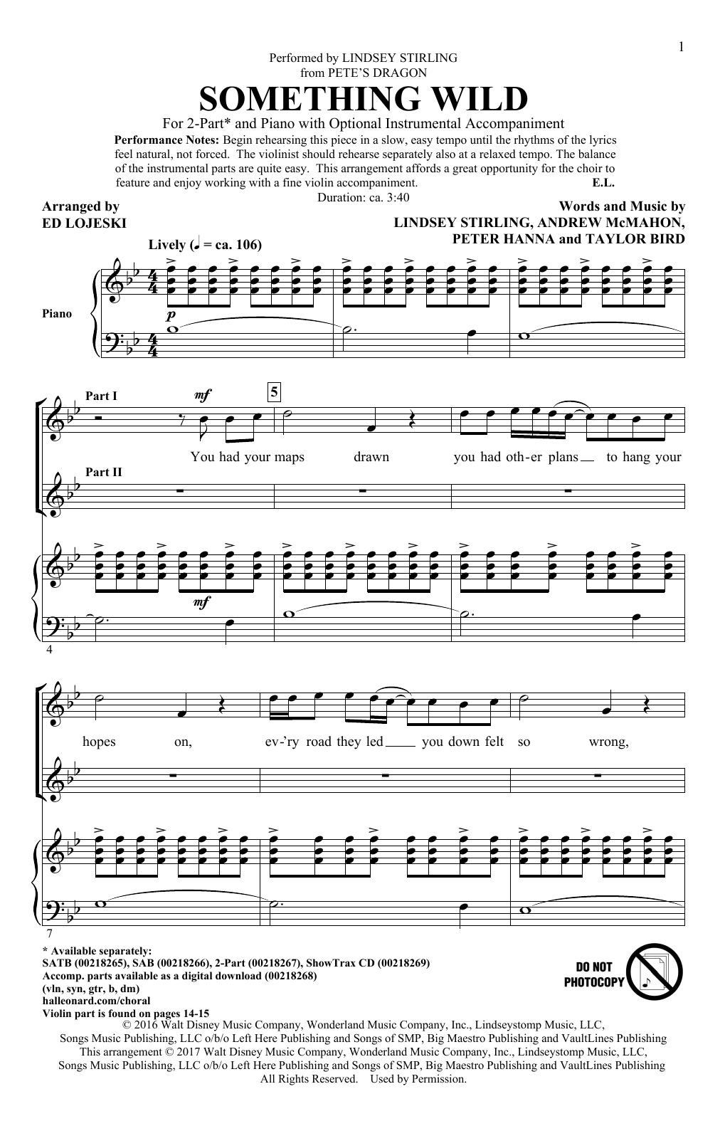 Download Lindsey Stirling Something Wild (arr. Ed Lojeski) Sheet Music