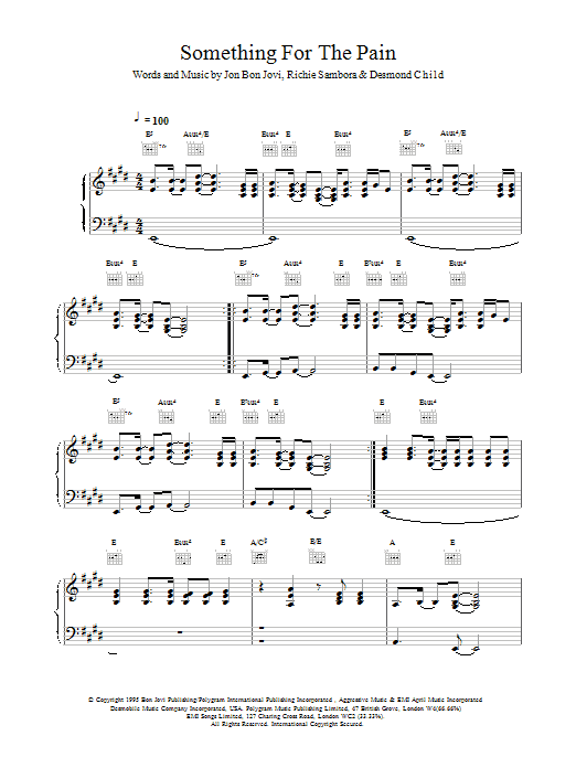 Bon Jovi Something For The Pain sheet music notes printable PDF score