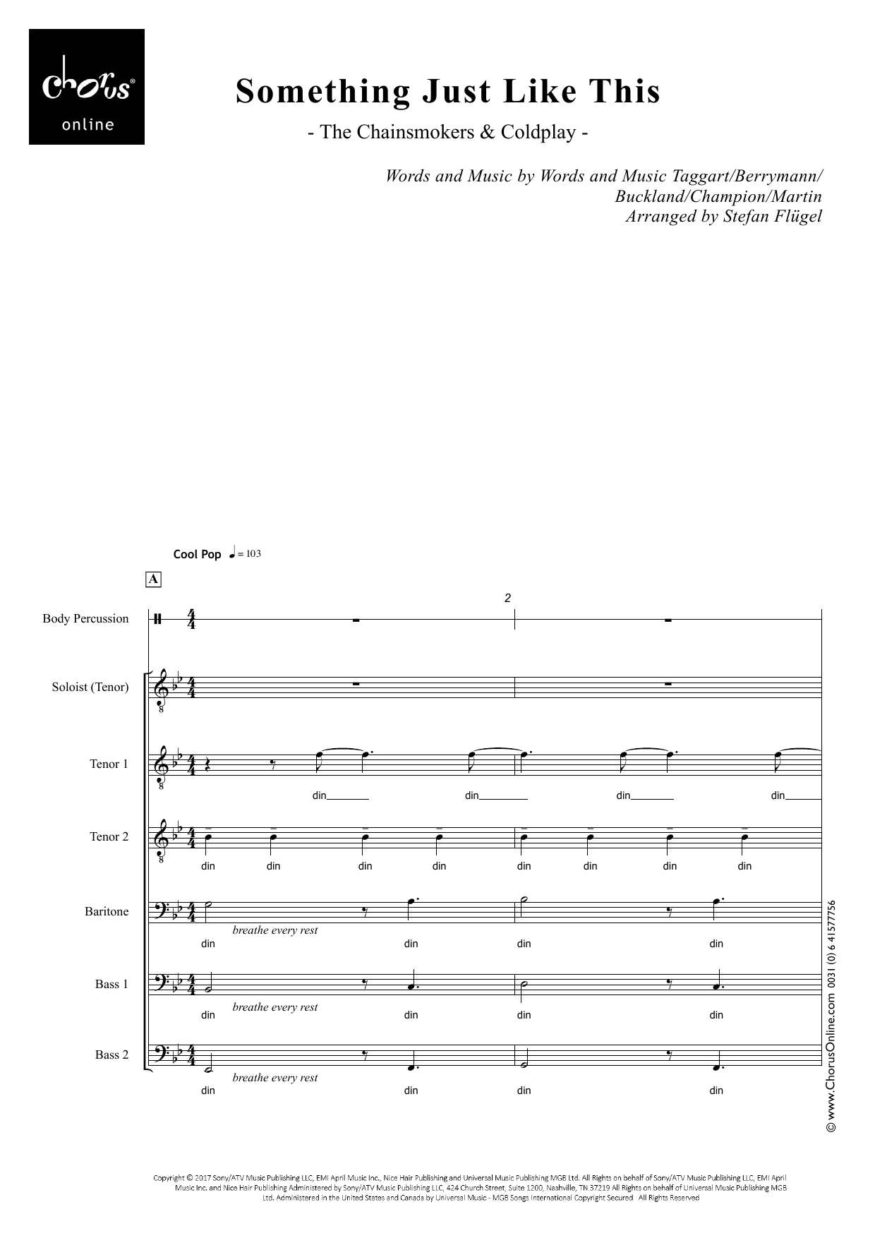 The Chainsmokers & Coldplay Something Just Like This (arr. Stefan Flügel) sheet music notes printable PDF score