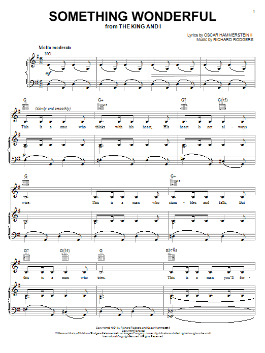 Rodgers & Hammerstein Something Wonderful sheet music notes printable PDF score