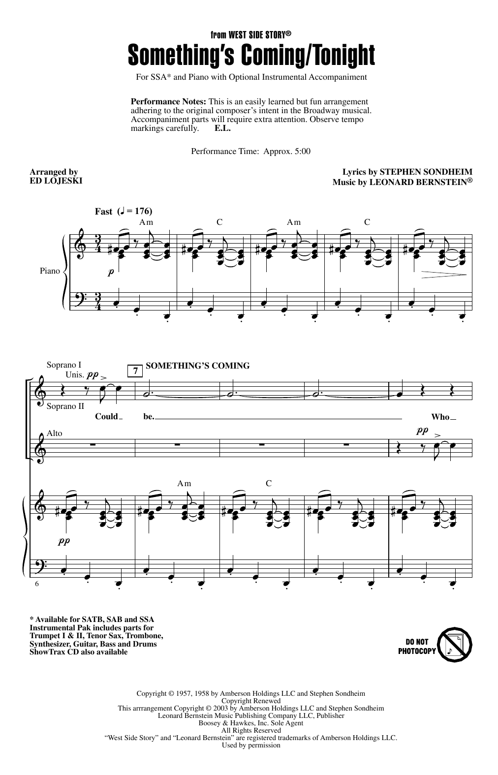 Download Leonard Bernstein Something's Coming (from West Side Stor Sheet Music