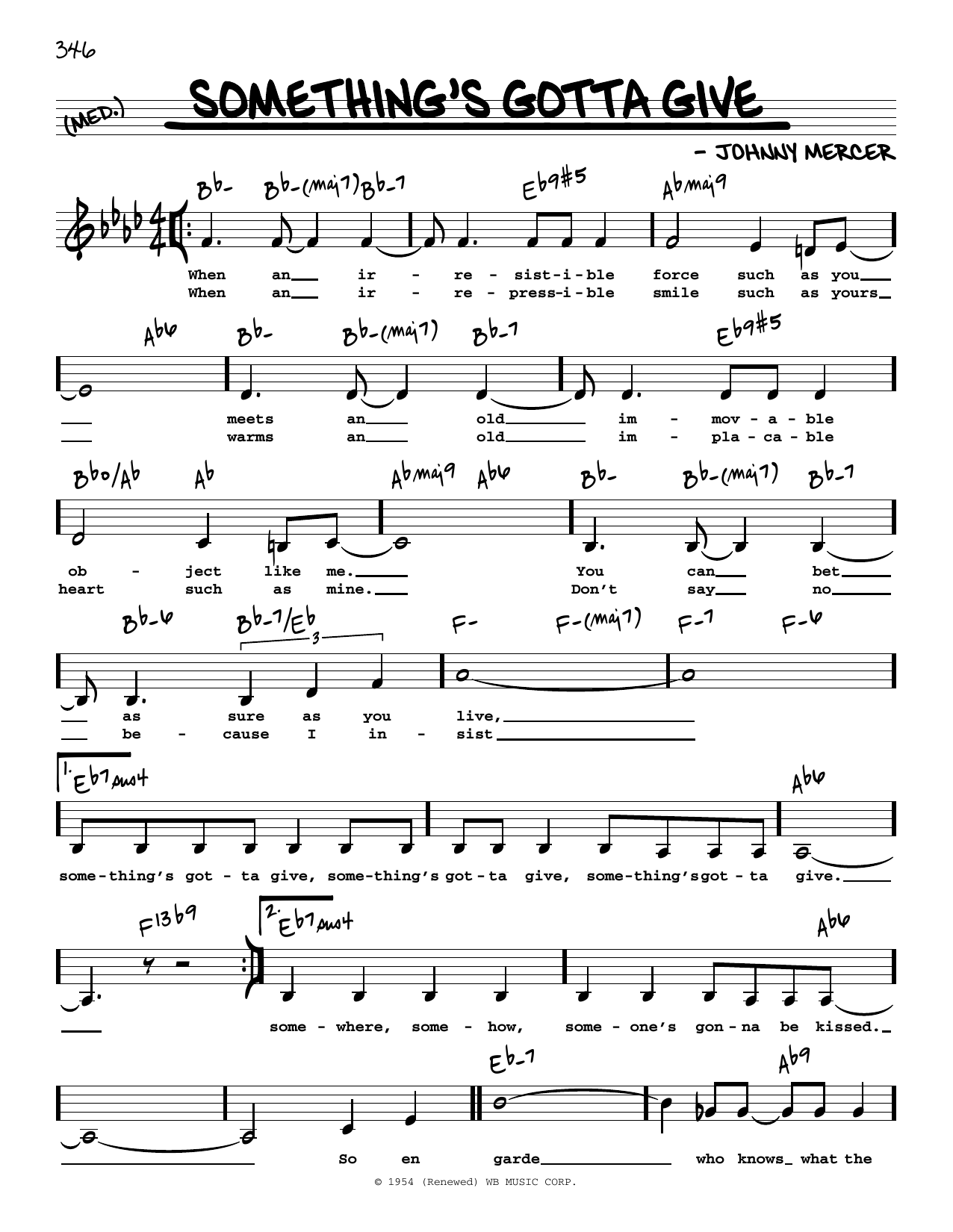 Download The McGuire Sisters Something's Gotta Give (Low Voice) Sheet Music