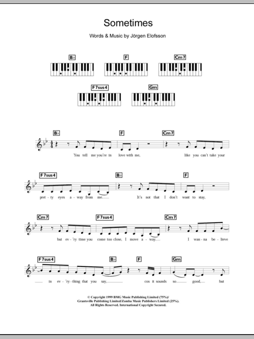 Download Britney Spears Sometimes Sheet Music