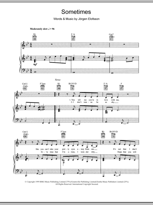 Download Britney Spears Sometimes Sheet Music