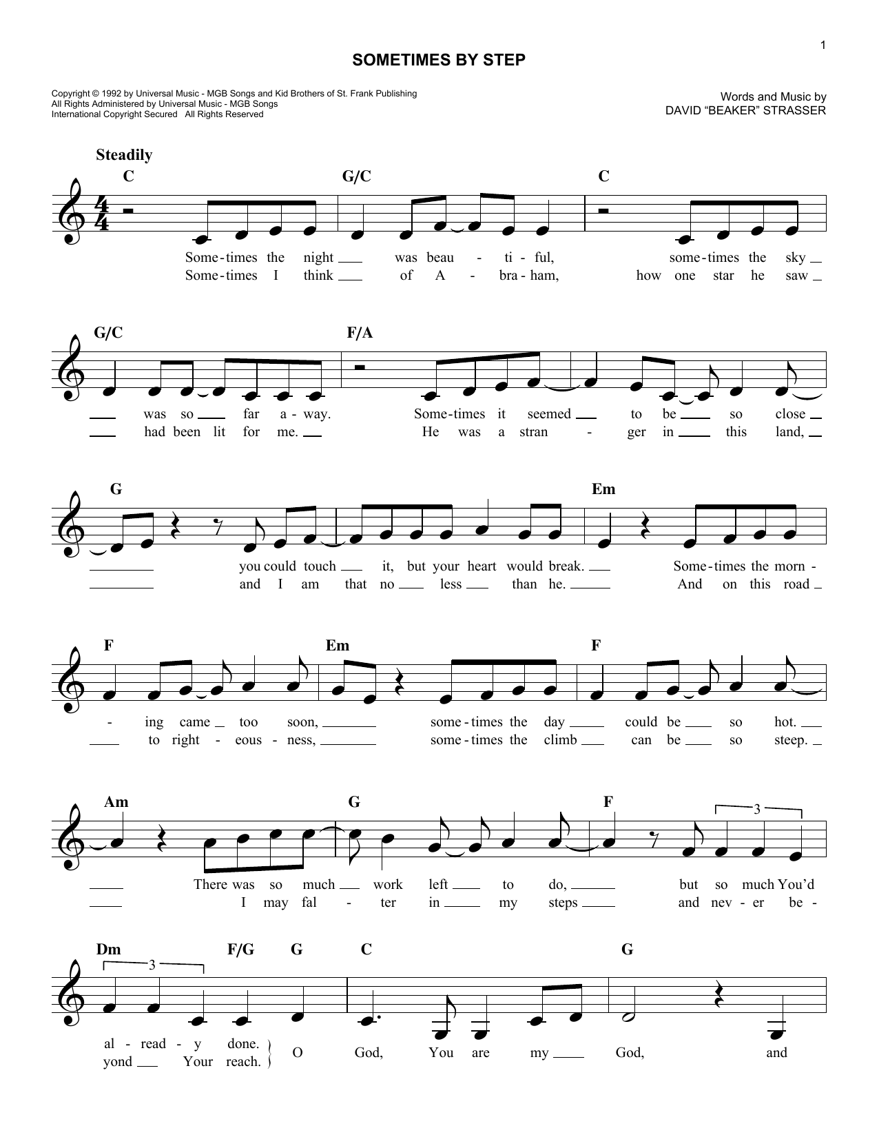 Download Rich Mullins Sometimes By Step Sheet Music