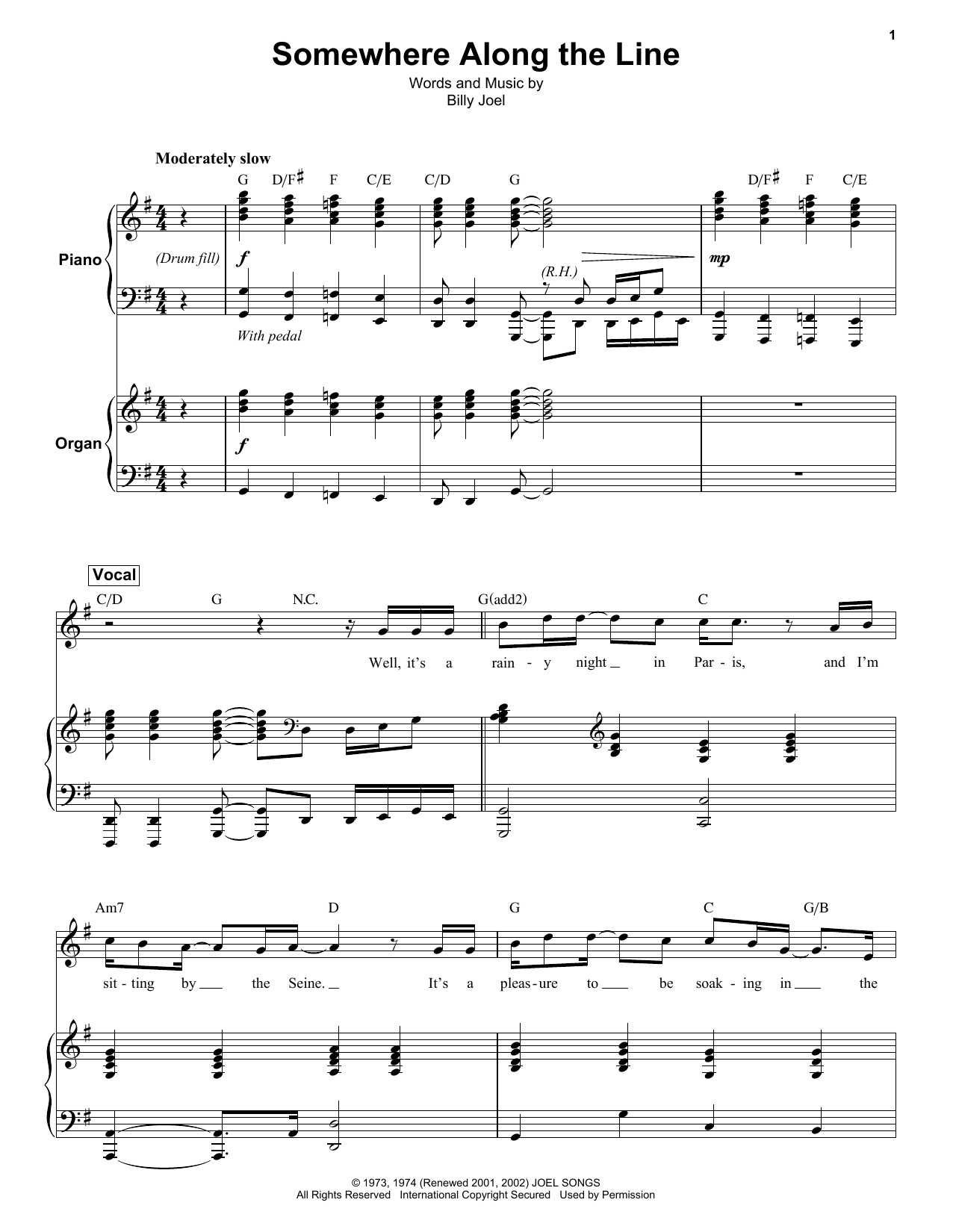 Download Billy Joel Somewhere Along The Line Sheet Music