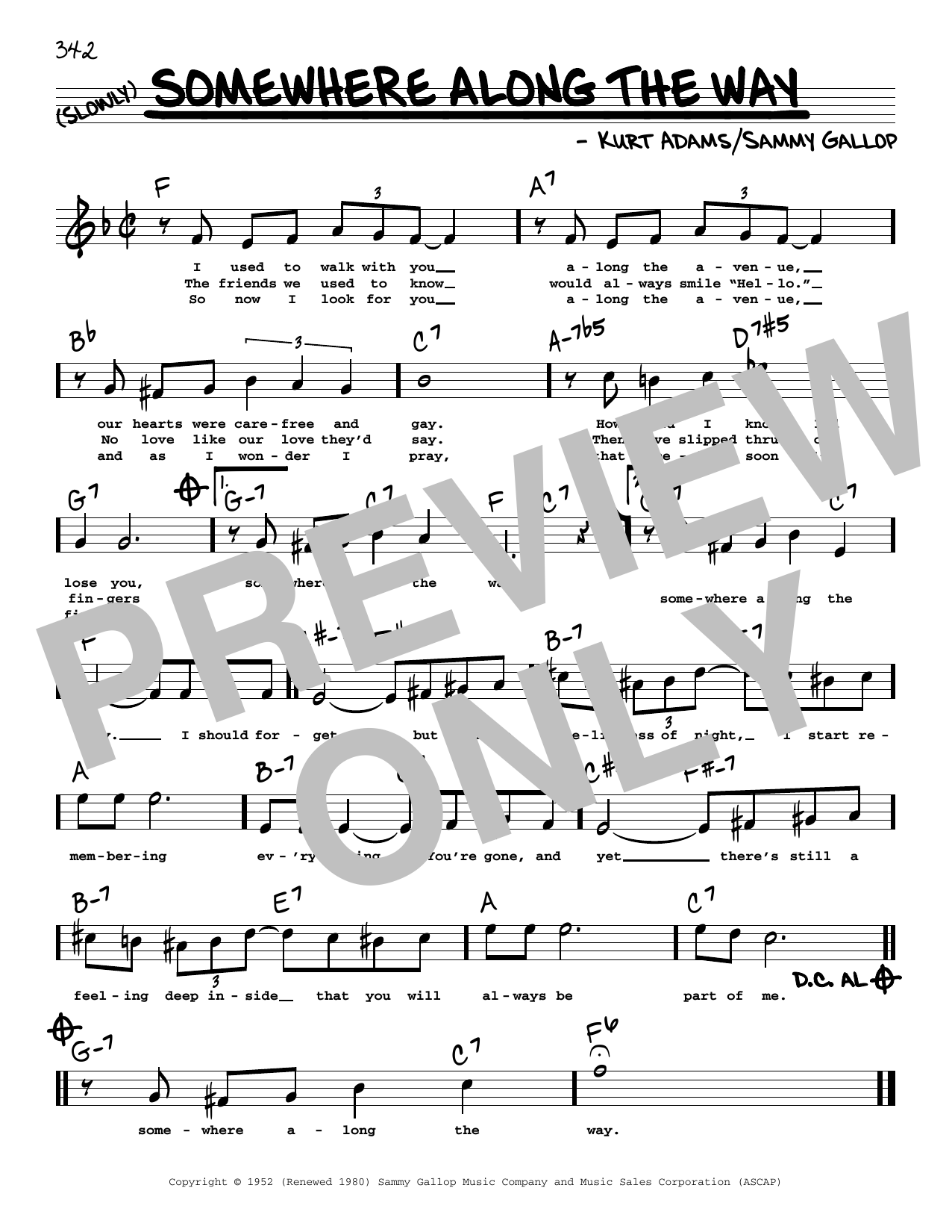 Download Frank Sinatra Somewhere Along The Way (High Voice) Sheet Music