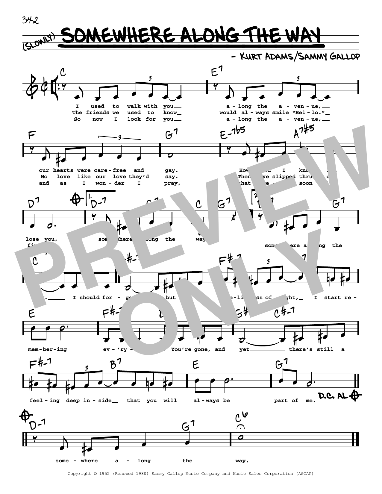 Download Frank Sinatra Somewhere Along The Way (Low Voice) Sheet Music