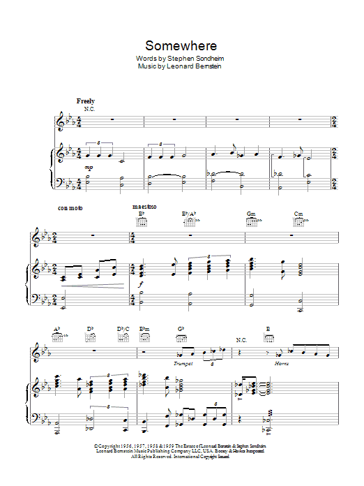 Download Pet Shop Boys Somewhere (from West Side Story) Sheet Music