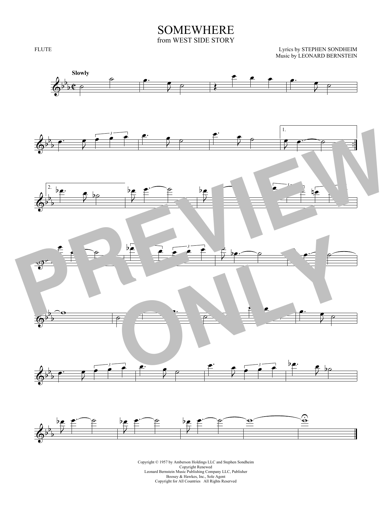 Download Leonard Bernstein Somewhere (from West Side Story) Sheet Music