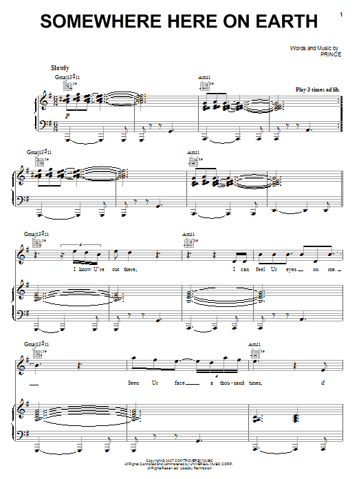 Download Prince Somewhere Here On Earth Sheet Music