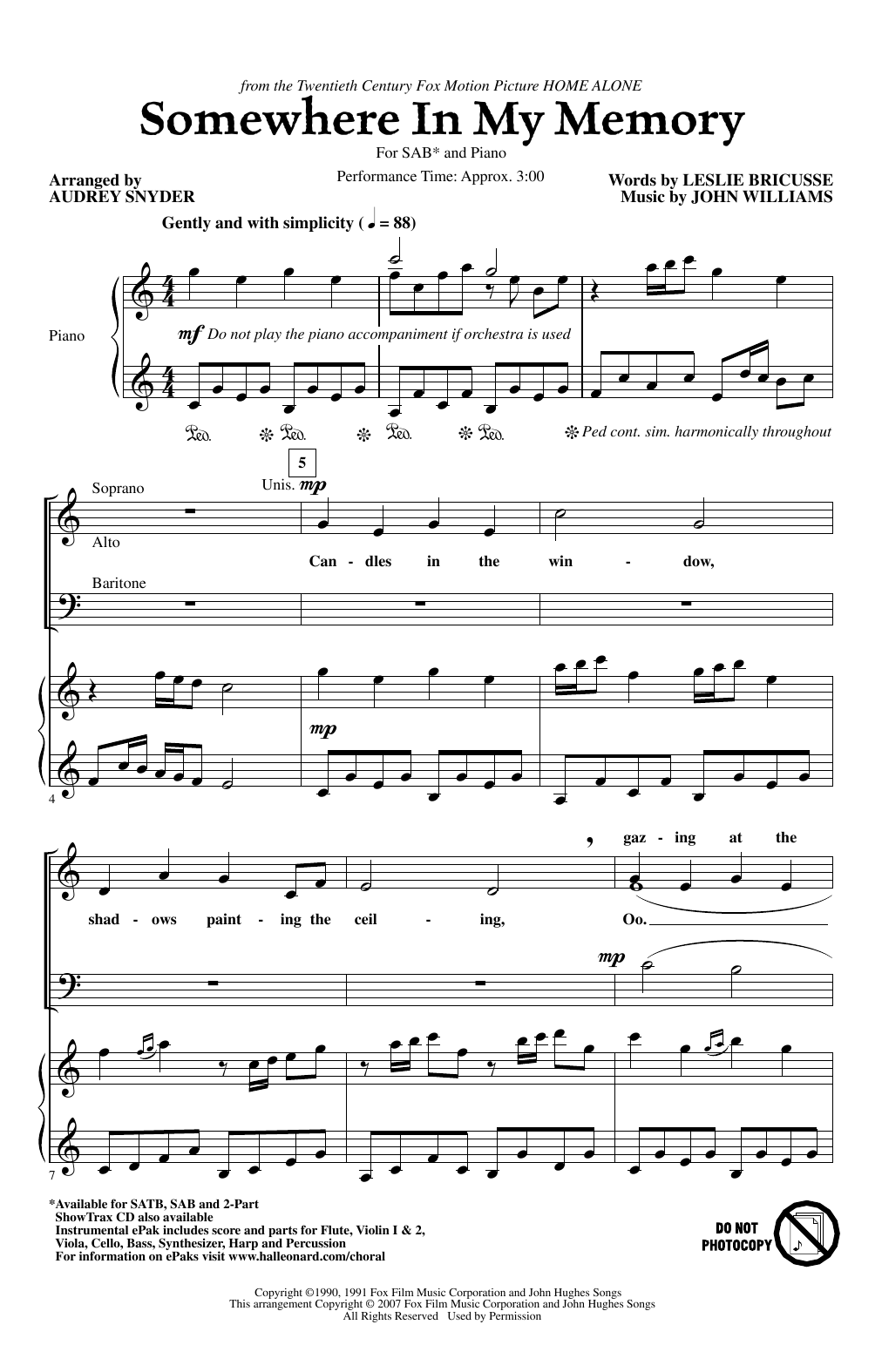 Download John Williams Somewhere In My Memory (from Home Alone Sheet Music