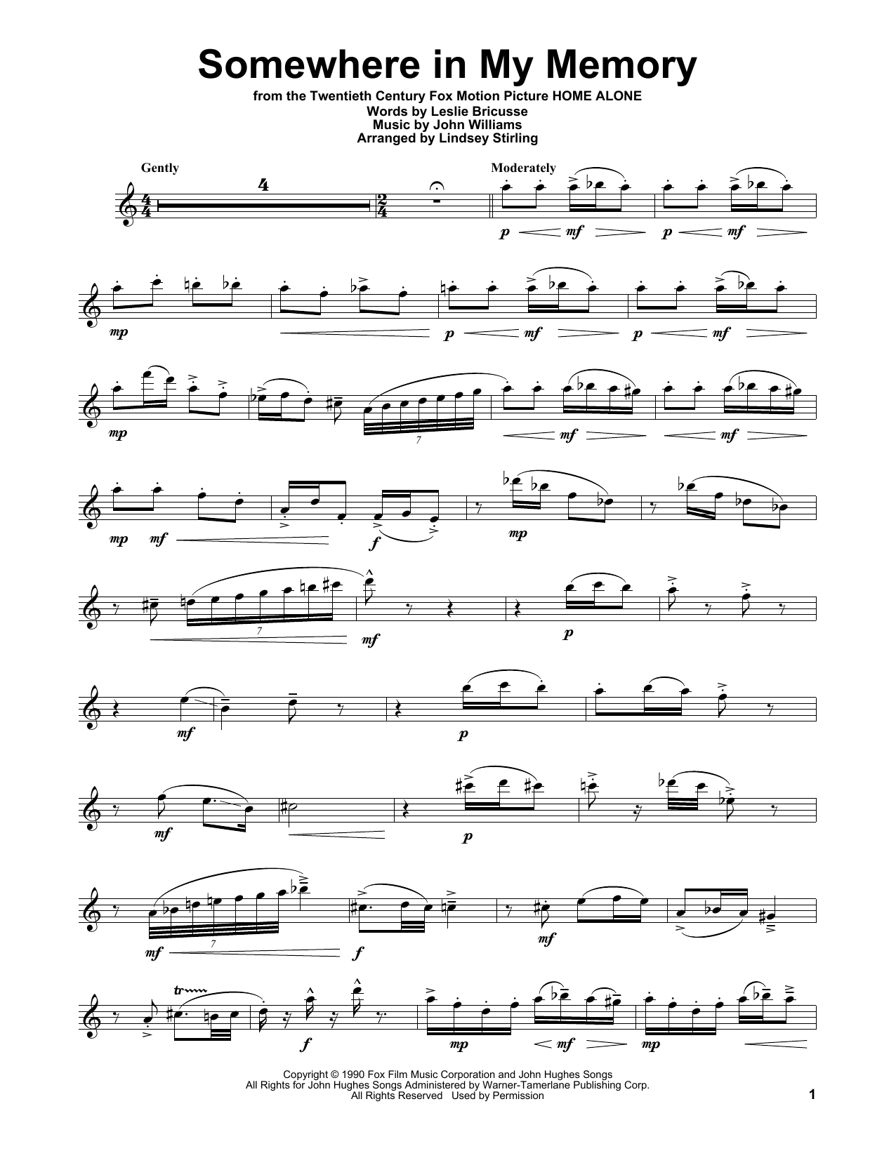 Download Lindsey Stirling Somewhere In My Memory (from Home Alone Sheet Music